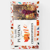 Herbst Unser kleiner Pumpkin 1. Geburtstag Foto Banner (Vertikal)