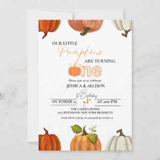 Herbst unser kleiner Zwillingskürbis, der einen Ge Einladung