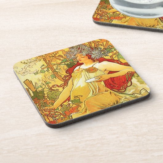 Herbst-Untersetzer Alphonse Mucha Untersetzer (Linke Seite)