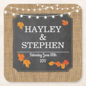 Herbst-Untersetzer Rustikale Chalk Lights Hochzeit Rechteckiger Pappuntersetzer (Vorderseite)