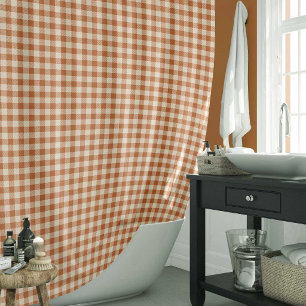 Herbst verbranntes Orange Gingham-Muster Herbst Ka Duschvorhang
