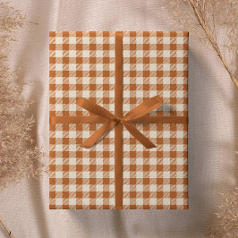 Herbst verbranntes Orange Gingham-Muster Herbst Pl Geschenkpapier
