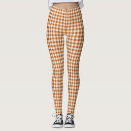 Herbst verbranntes Orange Gingham-Muster Herbst Pl Leggings