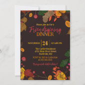 Herbst verlässt Acorns Berries Friendsgiving Dinne Einladung (Vorderseite)