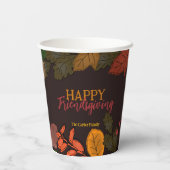 Herbst verlässt Acorns Berries Friendsgiving Dinne Pappbecher (Rückseite)