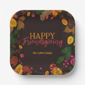 Herbst verlässt Acorns Berries Friendsgiving Dinne Pappteller (Vorderseite)