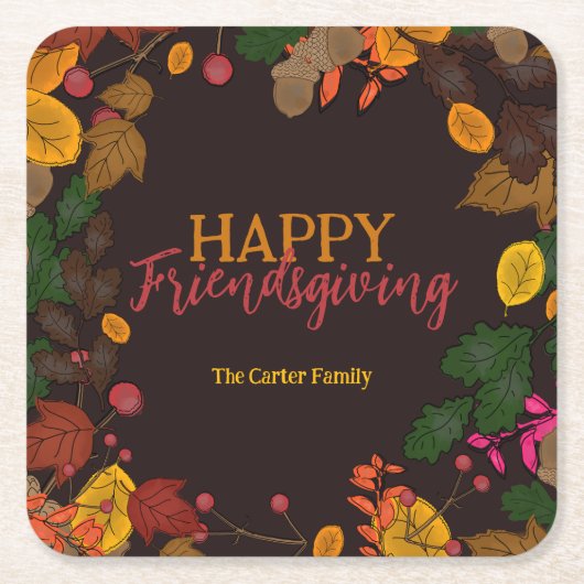 Herbst verlässt Acorns Berries Friendsgiving Dinne Rechteckiger Pappuntersetzer (Vorderseite)