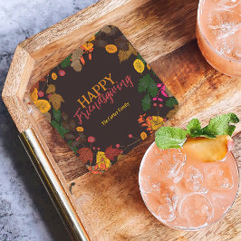 Herbst verlässt Acorns Berries Friendsgiving Dinne Rechteckiger Pappuntersetzer