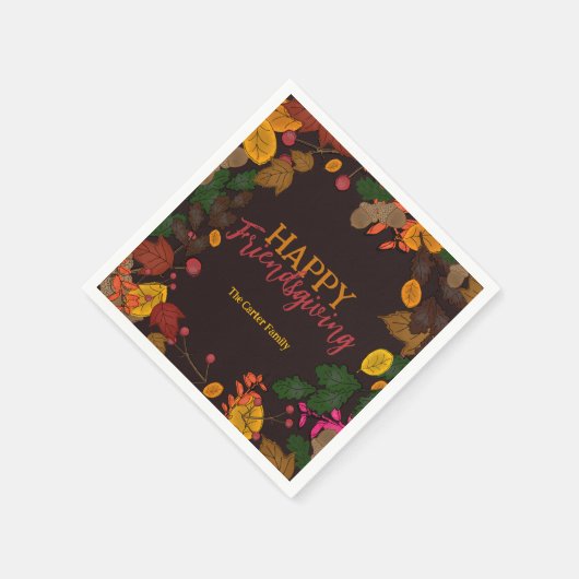 Herbst verlässt Acorns Berries Friendsgiving Dinne Serviette (Ecke)