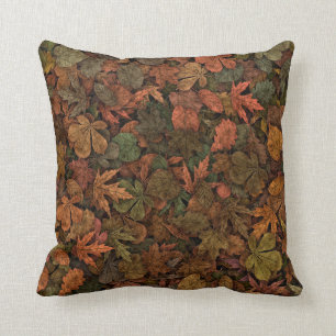 Herbst verlässt Ahorn-Eiche gedämpfte Grüntöne Kissen