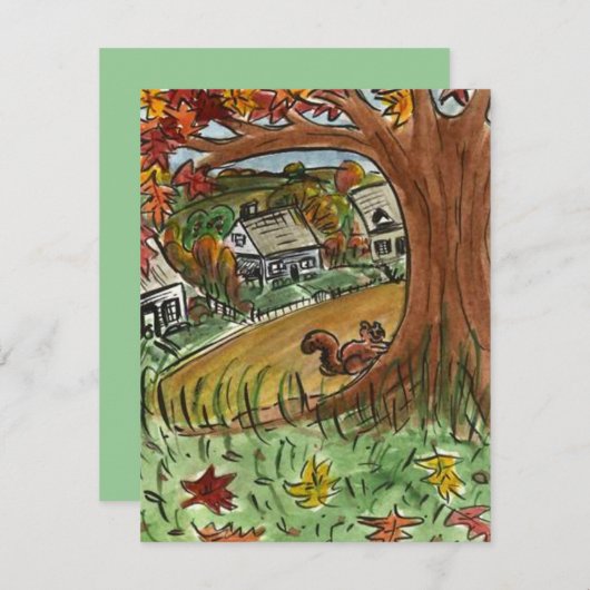 HERBST VERLÄSST AUSGANGShousewarming-PARTY Einladung (Vorne/Hinten)