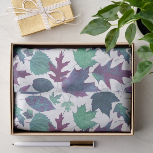 Herbst verlässt blauen lila Türkis Seidenpapier (Geschenk)