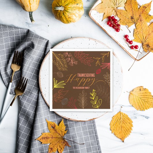 Herbst verlässt Branchen und Berries Erntedank Serviette