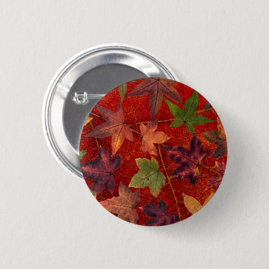 Herbst verlässt Fall-Jahreszeit-Baum-Blatt bunt Button (Vorne & Hinten)