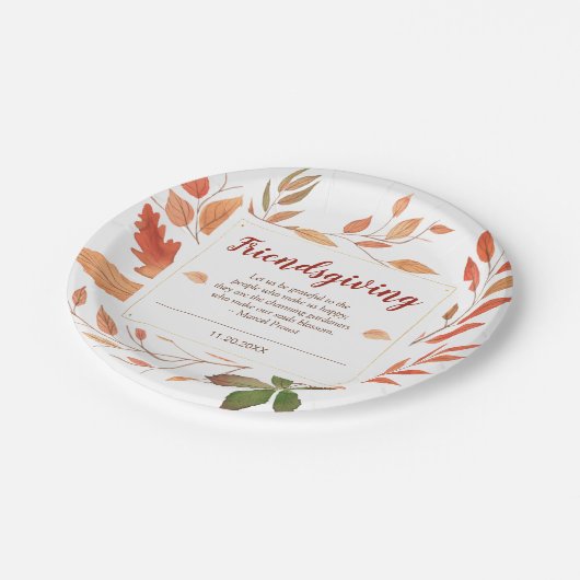 Herbst verlässt friendsgiving-Erntedank-Party Pappteller (Schrägansicht)