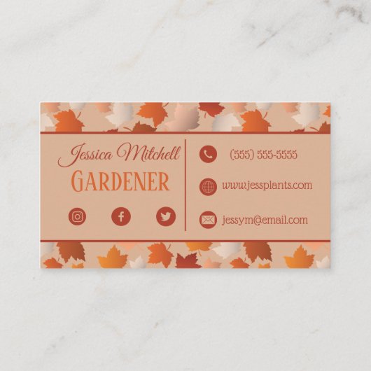 Herbst verlässt Gardener Landschaften auf Visitenk Visitenkarte (Rückseite)