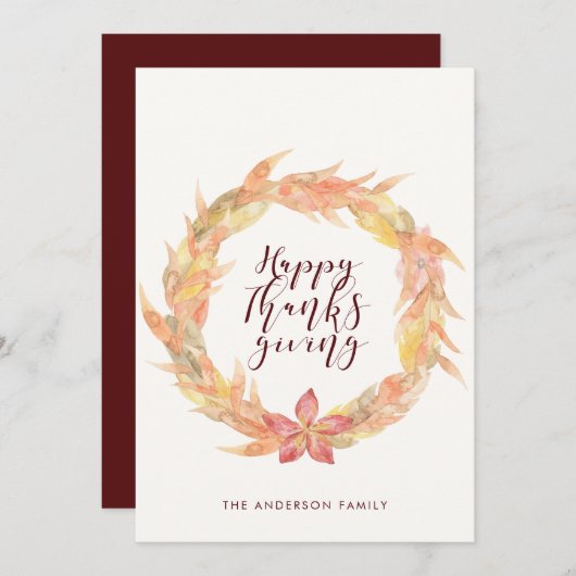 Herbst verlässt glückliche Erntekarte Einladung (Vorne/Hinten)