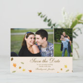 Herbst verlässt Hochzeit speichern das Datum 2 Fot Save The Date (Stehend Vorderseite)