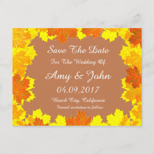 Herbst verlässt Hochzeit speichern das Datum Herbs Ankündigungspostkarte