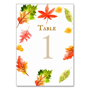 Herbst verlässt Hochzeitskarte Tischnummer