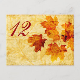 Herbst verlässt Hochzeitstisch Sitzkarte Postkarte