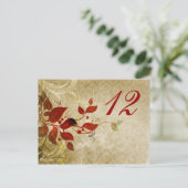 Herbst verlässt Hochzeitstisch Sitzkarte Postkarte (Stehend Vorderseite)