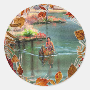 HERBST VERLÄSST KANU durch SHARON SHARPE Runder Aufkleber