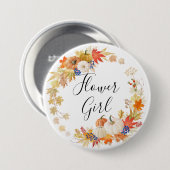 Herbst verlässt Kürbis-Blumen-Mädchen Button (Vorne & Hinten)