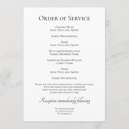 Herbst verlässt Lane-Beerdigungsdienst Programm (Rückseite)