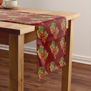 Herbst verlässt Muster Burgundy Red Table Runner Kurzer Tischläufer