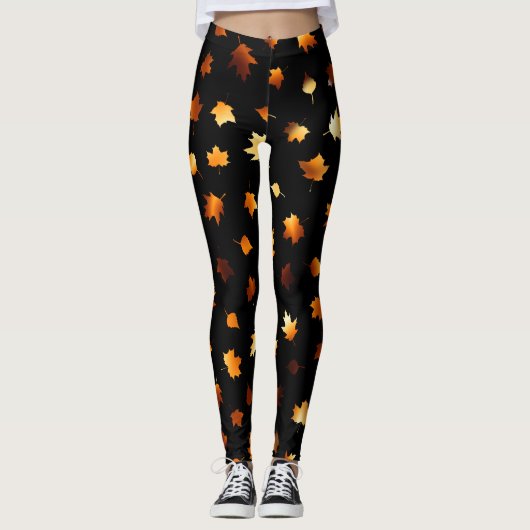 Herbst verlässt Muster Leggings (Vorderseite)