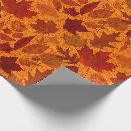 Herbst verlässt Orange Geschenkpapier (Ecke)