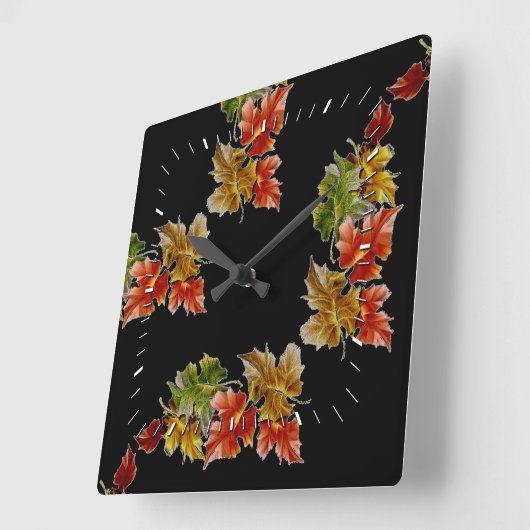 Herbst verlässt Pattern Square Wall Uhr (Winkel)