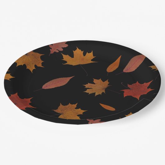 Herbst verlässt photographisch auf pappteller (Schrägansicht)