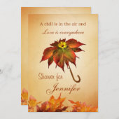 Herbst verlässt Regenschirm Brautparty einzuladen Einladung (Vorne/Hinten)