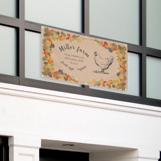 Herbst verlässt rustikales Drehbuch Farm Banner (Äußeres Gebäude)