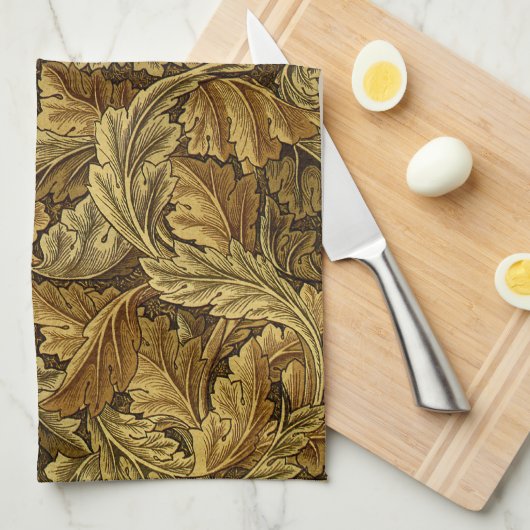 Herbst verlässt William Morris Muster Geschirrtuch (Viertel Falte)