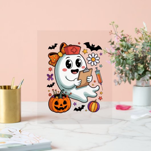 Herbst Vibes Ghost Nurse Herbst Acrylschild (Hochzeit)
