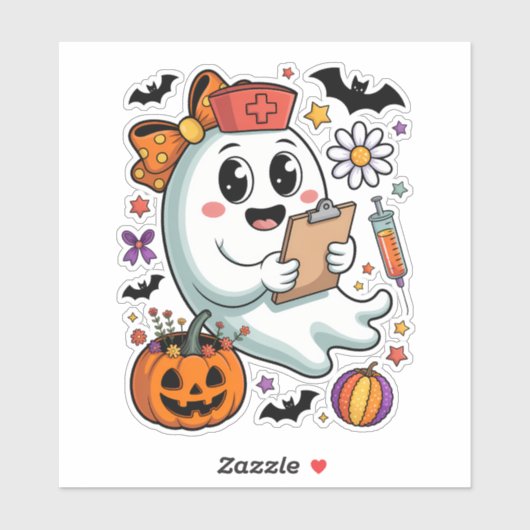Herbst Vibes Ghost Nurse Herbst Aufkleber (Blatt)