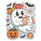 Herbst Vibes Ghost Nurse Herbst Aufkleber (Vorderseite)
