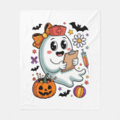 Herbst Vibes Ghost Nurse Herbst Fleecedecke (Vorderseite)