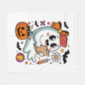 Herbst Vibes Ghost Nurse Herbst Fleecedecke (Vorderseite (Horizontal))