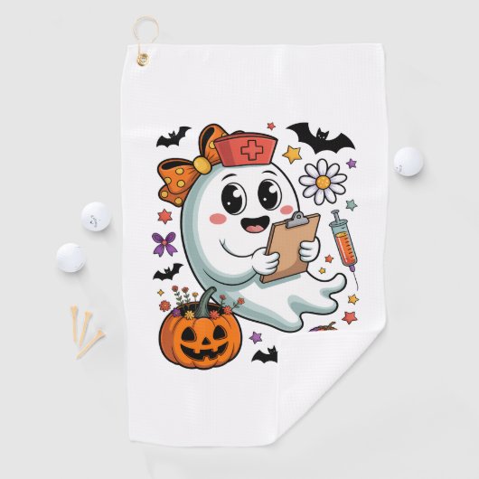 Herbst Vibes Ghost Nurse Herbst Golfhandtuch (Insitu)