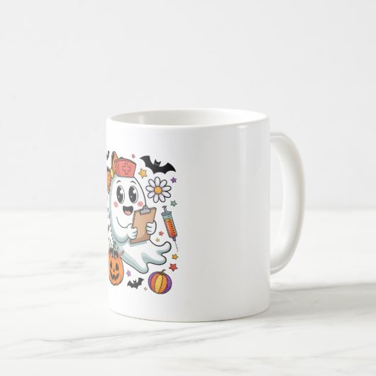 Herbst Vibes Ghost Nurse Herbst Kaffeetasse (VorderseiteRechts)