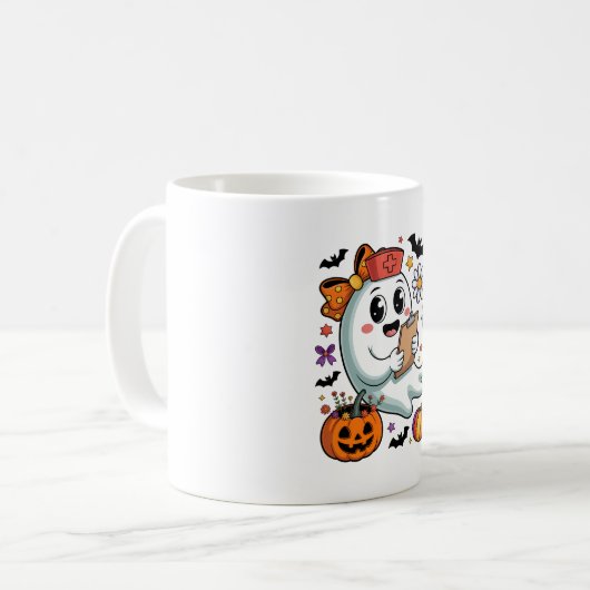 Herbst Vibes Ghost Nurse Herbst Kaffeetasse (Vorderseite Links)