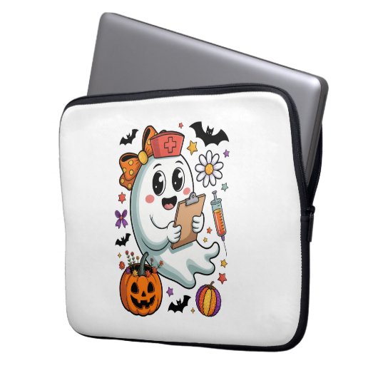 Herbst Vibes Ghost Nurse Herbst Laptopschutzhülle (Vorderseite Links)