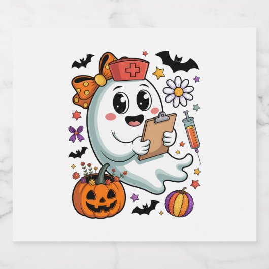 Herbst Vibes Ghost Nurse Herbst Schaumweinetikett (Einzelnes Label)