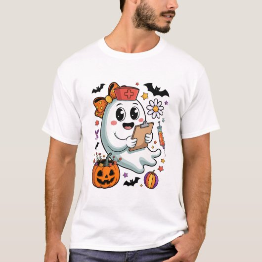 Herbst Vibes Ghost Nurse Herbst T-Shirt (Vorderseite)