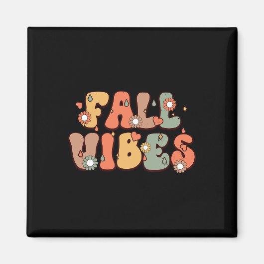Herbst Vibes Vintag Groovy Herbstsaison Magnet (Vorne)