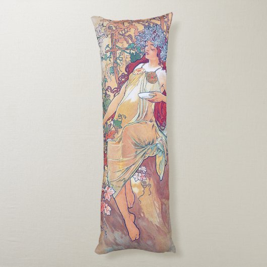 Herbst (vier Jahreszeiten), Alphonse Mucha Seitenschläferkissen (Rückseite (Vertikal))